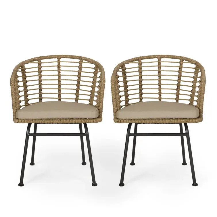 Outdoor Rattan Wicker Patio Furniture Garden Chairs For Outdoor with Water-resistant Cushions