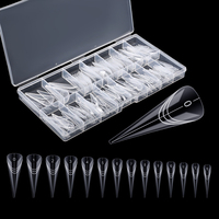 Faux Ongles Professionnels Droits et Pointus en Acrylique, Capsules d'Extension des Ongles en Gel UV, Double Forme pour Ongles