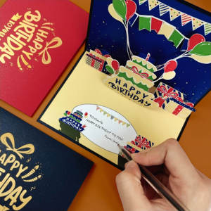 Tùy chỉnh in 3D pop-up giấy thẻ sinh nhật cho đám cưới kinh doanh dịp handmade đầy màu sắc dễ thương phim hoạt hình thiệp chúc mừng - Product Image 4