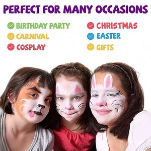 En stock – Kit d'art aquatique éducatif non toxique 24 couleurs pour tatouages visage et corps, avec toiles, pinceaux, autocollants et éponges - Product Image 3