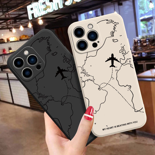 New Streetwear Brand Aircraft Flight Path Mobile Phone Case for iphone 16 Plus 17 Air Pro Max Shell Shockproof Coque Back Cover