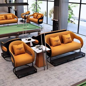 Leather Billiards Room Sofa Set With <b>Coffee</b> <b>Table</b> For Commercial Venues Office Use Durable Design - Product Image 1