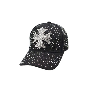 Nouvelle Casquette de Baseball Ajustable pour Femme, 6 Panneaux, 100% Polyester, avec Motif Vintage Feuille et Strass Éparpillés - Décontractée, Extérieur, Protection Solaire - Product Image 1