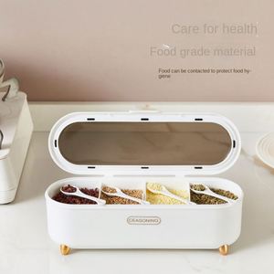Four-Compartment Kitchen Seasoning Box Multi-functional Household Plastic Lid for Sugar Salt Other <b>Microwavable</b> - Product Image 3