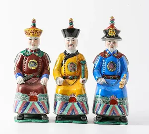 中式家庭玫瑰陶瓷摆件著名古代皇帝雕像雕塑家居装饰陶瓷花瓶