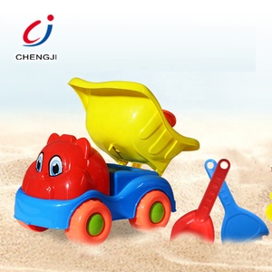 Outdoor summer plastic shovel tools kids mould set cartoon beach truck toys