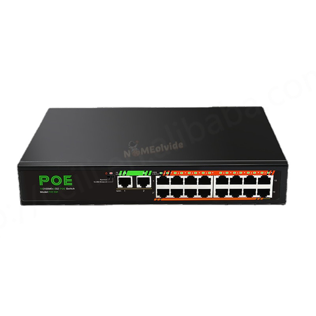 POE Switch 1000 Mbps Ethernet Gigabit Network 16 Port PoE +2 Port UpLink 52V Power GPRS TCP for IP Camera/WiFi Router