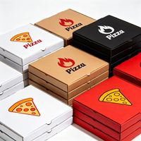 Boîtes à pizza en carton ondulé pour emballage alimentaire avec logo personnalisé, vente en gros directe d'usine, faible MOQ pour la livraison à emporter des restaurants