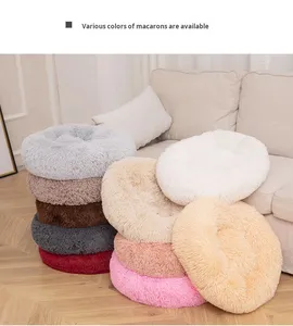 Cama de perro nido de gato de felpa de 2,5 cm de grosor, respetuosa con el medio ambiente, alfombrilla de invierno de 45cm de diámetro, pequeña XL, disponible, extraíble, seda, bambú, mascota - Product Image 2