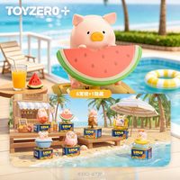 Nouvelle série de 6 figurines Lulu Piggy en PVC, 100 % authentiques, en boîte mystère, collection de vacances, figurines de cochon Kawaii, jouet articulé, ornement de bureau, vente en gros