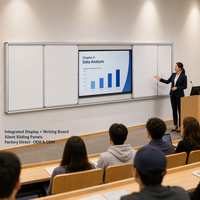 Tableau blanc coulissant magnétique effaçable à sec, cadre en aluminium épais, roulettes silencieuses, certifié CE ISO, sans formaldéhyde, pour salle de classe