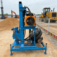 Foreuse rotative électrique hydraulique sur roues pour petits puits d'eau, profondeur de forage 120 m, avec moteur à roulement et boîte de vitesses