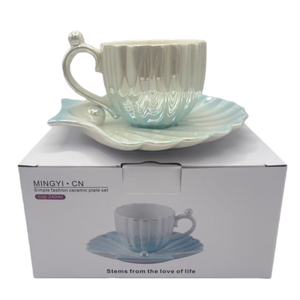 Juego de Tazas y Platos de Porcelana Social Bone China para Café y Té, con Asa y Bandeja, Diseño Minimalista, Empaque en Caja de Regalo - Product Image 6