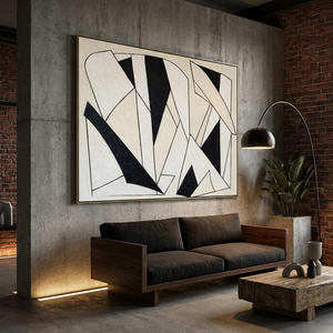 <b>Black</b> White Abstract Line Painting Decorative Canvas Art <b>Framed</b> Hanging Wall Decor for Living Room Bedroom - Product Image 6