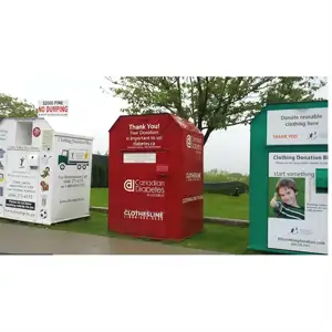 Outdoor Clothing Shoes Drop Box Stainless Steel Charity Donation Center Used Book Clothes Shoes Donating Drop-off Bins