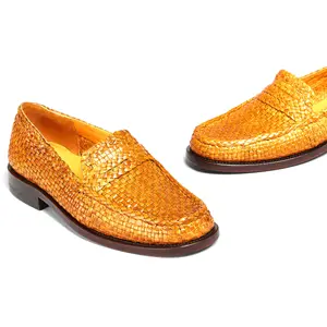 OEM-Luxus Leder gestrickt Oberteil Ledersohle Lederfutter Loafer flach hohe Qualität jüdische Frau Loafers-Schuhe