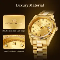 Seagull Oriente Series Luxury Diamond Gold Montres mécaniques automatiques Montre-bracelet de marque supérieure 7055V/7055VL pour alliage lumineux