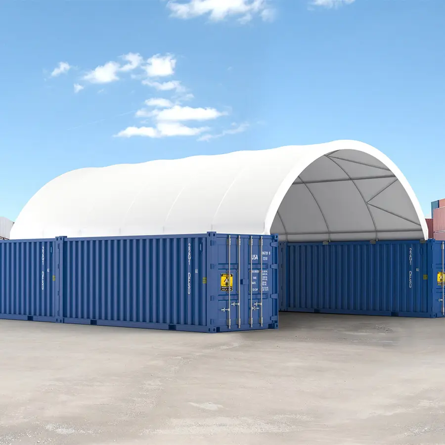 Fabrika fiyat için 650 g PVC kumaş depolama barakası 40 ft konteyner barınak maksimum izin verilen yüksekliği yapı