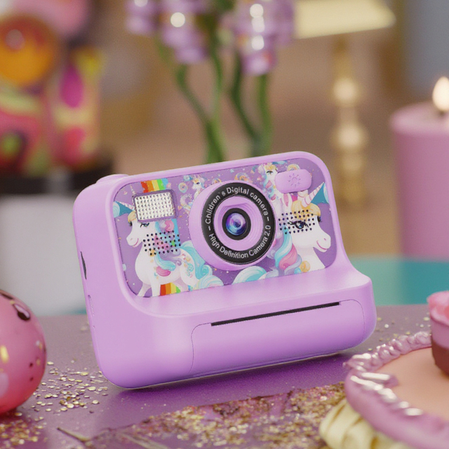 Z12 2.4-inch Mini Children Shakers Thermal Printer HD Dual Lens Instant Camera Photo Printer with 32G TF Card