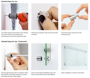 חלול שטוח העליון נירוסטה זכוכית שלט אקריליק ברגים אביזרי חומרה אטב נירוסטה - Product Image 2