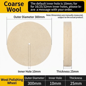 Roue de polissage en laine Fortunebrasive 100-300mm pour finition miroir, roue de polissage OEM, abrasif fin pour métal, pierre, marbre, acier inoxydable - Product Image 3