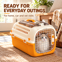 Cage de transport portable pour chat en PP respirant avec porte en fer et fenêtre de toit, grande capacité, charge maximale 10 kg