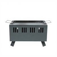 Barbecue portable d'extérieur en acier inoxydable avec poêle et four carré double usage – Chariot à hauteur réglable
