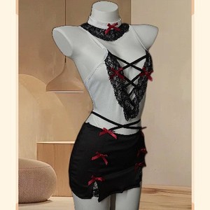 Conjunto de Lencería Sexy y Dulce con Falda de Bloques de Color, Fibra de Poliéster, Ropa de Dormir para Juego de Roles para Chicas Jóvenes 8142 - Product Image 1