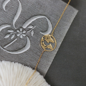 Set di collana braccialetto da donna squisitamente progettato 14K oro in acciaio inossidabile a forma di stella cavo terra <span class=keywords><strong>mappa</strong></span> del mondo con perle - Product Image 5