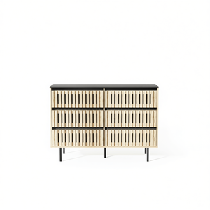 Armoire de rangement à six tiroirs en bois, design minimaliste, organisateur de salon, durable, type sur pied, forme rectangulaire - Product Image 1