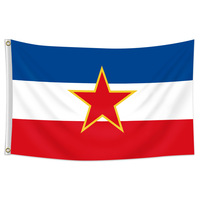 Drapeau de la Yougoslavie rond en polyester imperméable pour impression sérigraphique, 90x150 cm