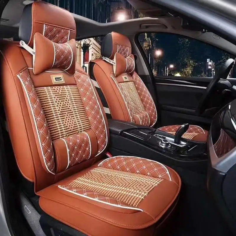 Car accessories Universal luxury leather car seat cushion automotive vehicle cushion cover Breathable Car Seat Cover interior 6D