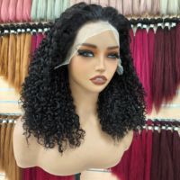Peluca de Cabello Humano con Frente de Encaje Transparente sin Pegamento 13*4, Rizado Pixie, 200% de Densidad, Cabello Remy Brasileño, Color Natural