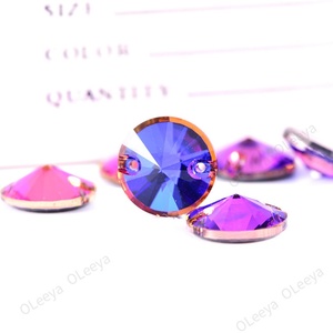 Cristales de Estrás Redondos Biselados 5A de Fábrica Oleeya, Forma Rivoli, Coloridos, para Coser, Cristal AB, Planos, para Ropa y Manualidades - Product Image 6