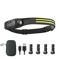 Lampe frontale portable super lumineuse et étanche avec capteur de mouvement, rechargeable par USB, LED COB pour le camping, la plongée et la pêche