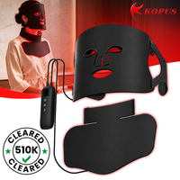 Masque de luminothérapie LED professionnel KOPUS pour le visage et le cou, en silicone, thérapie par lumière rouge, appareil de beauté, homologué 510(k)