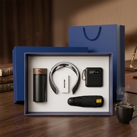 Ensemble cadeau d'entreprise 4 en 1 : bouteille d'eau isotherme, masseur de nuque, parapluie pliable, batterie externe pour la promotion d'entreprise