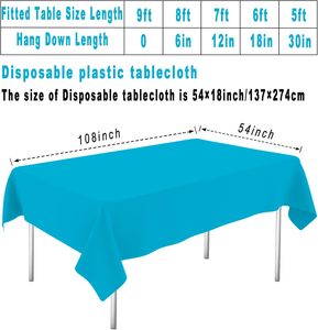 54x108 Disposable Plain PE <b>Plastic</b> <b>Table</b> <b>Cover</b> Rectangular Tablecloth Home Party <b>Table</b> Cloth Custom Cartoon for Football Banquet - Product Image 2