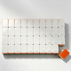 Juego <span class=keywords><strong>de</strong></span> Mahjong Americano <span class=keywords><strong>de</strong></span> Lujo Moderno <span class=keywords><strong>de</strong></span> Tres Capas en Naranja, Verde y Blanco, con Fichas <span class=keywords><strong>de</strong></span> Tigre, Pavo Real, Máscara y Joker, para 4 Jugadores - Product Image 4