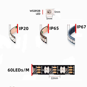 Ws2812b <span class=keywords><strong>LED</strong></span> <span class=keywords><strong>Strip</strong></span> cá nhân địa chỉ ánh sáng 30 pixel/mét 150pixels đầy đủ màu sắc SMD 5050 RGB pixel <span class=keywords><strong>Strip</strong></span> DC5V 16.4ft 150LED - Product Image 2
