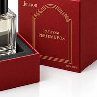 Boîte à parfum rigide avec couvercle, en papier texturé spécial rouge chinois A3328-R0401, avec logo personnalisé, 10x10x14cm, insert en mousse surélevé