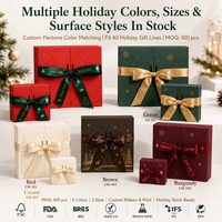 Boîte cadeau à double porte magnétique avec flocage pailleté, ruban satiné, OEM ODM, FSC BRC, emballage cadeau d'entreprise pour Noël et les fêtes, MOQ500