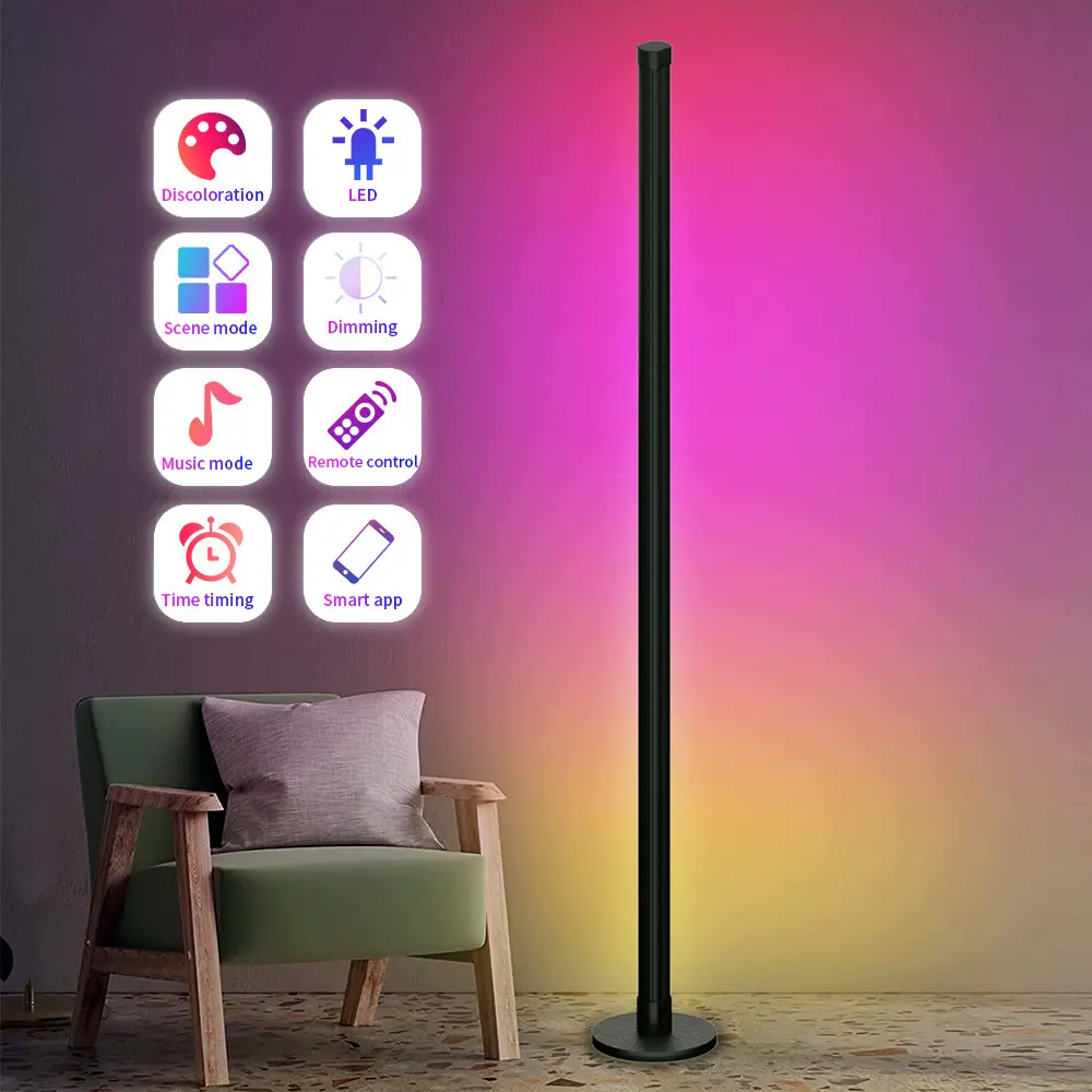 Supporto nordico minimalista lampada da terra a Led con angolo lampada da terra luce RGB ABS moderne 20 80 Luces lampade da ufficio 30X33X1200 Mm