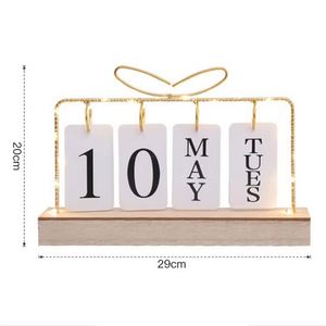 Art Deco Creative Flipping Wooden Perpetual <b>Calendar</b> with Year View Home Desktop Decoration Ornaments - Product Image 2
