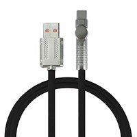 Câble de données USB Type-C coudé à tête métallique rotative à 180 degrés en cuivre pur, charge rapide 65W, 1m pour téléphones