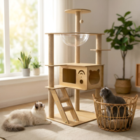 Arbre à chat écologique avec griffoir et lit capsule spatiale intégré