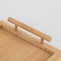 Plateau rectangulaire en bambou, style nordique, pour table basse de salon, organisateur de tasses et verres, présentoir à fruits avec poignée
