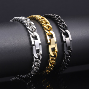 Nuevo Modelo <span class=keywords><strong>de</strong></span> Verano: Pulsera Cubana <span class=keywords><strong>de</strong></span> Acero Inoxidable Estilo Hip-Hop para Hombre con Imponente Cierre Plegable Franco - Product Image 2