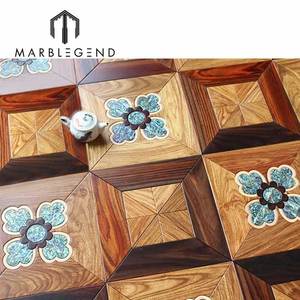 Roble impermeable de <span class=keywords><strong>madera</strong></span> de teca de <span class=keywords><strong>madera</strong></span> maciza de mármol <span class=keywords><strong>natural</strong></span> con incrustaciones de ingeniería de pisos de <span class=keywords><strong>madera</strong></span> <span class=keywords><strong>parquet</strong></span> para sala - Product Image 1