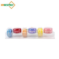 Vente en gros de 6 packs d'emballages en plastique transparent pour macarons, biscuits, desserts, conteneurs pour l'affichage sur le devant et les côtés